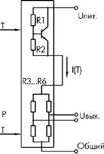 Схема коррекции зависимости коэффициента чувствительности от температуры в кремниевых датчиках ТЦ МИЭТ.