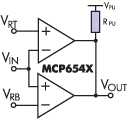 Использование MCP6547 в качестве двухпорогового компаратора.