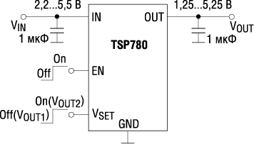 Типовая схема включения TPS780VVVXXX 
