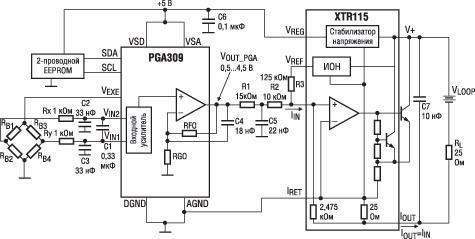 Пример реализации тензометрического датчика с токовым выходом 4...20 мА